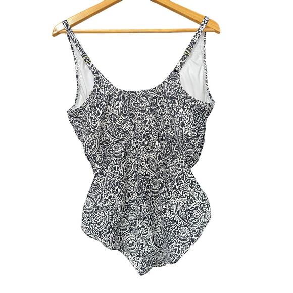 Land’s End Women’s One Piece Swim Suit Adjustable Strap Black Floral Modest XL - Picture 2 of 9